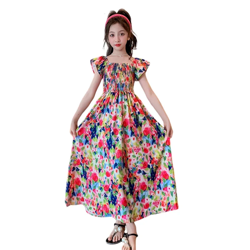 Детское Летнее Длинное платье без рукавов на возраст 6-12 лет