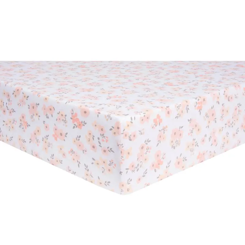 

Blush Floral 3 Piece Crib Bedding Set for Girl - Pink & White, 100% Cotton