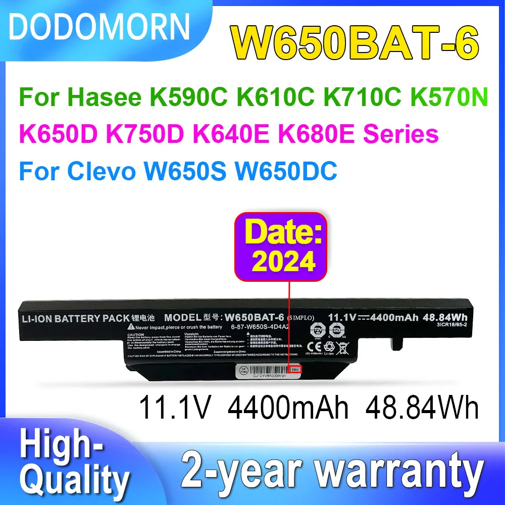 DODOMORN W650BAT-6 аккумулятор для ноутбука Hasee K610C K650D K750D K570N K710C K590C CLEVO W650S W650DC 11 1 В 48 84 Втч