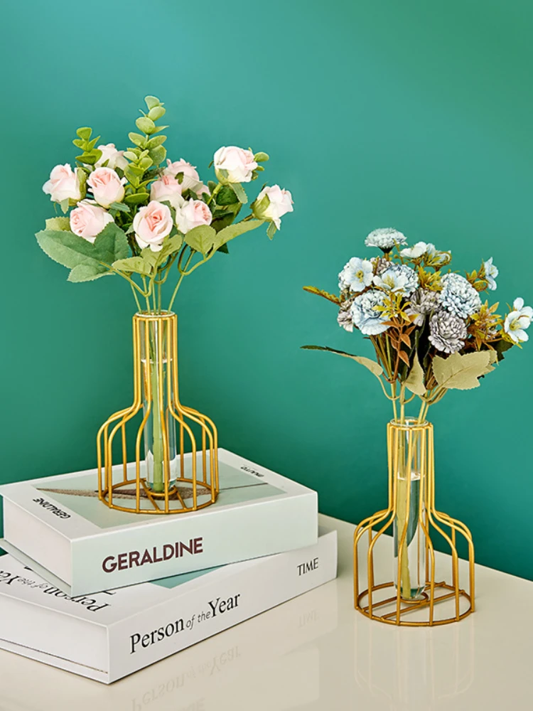 

Железная Золотая гидропонная фотография, простая и креативная домашняя Цветочная композиция