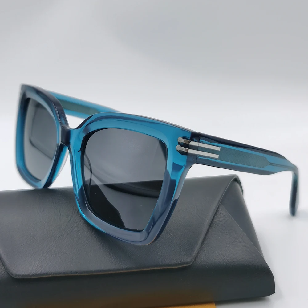 Женские солнцезащитные очки с поляризацией ацетатные квадратные кошачий глаз в