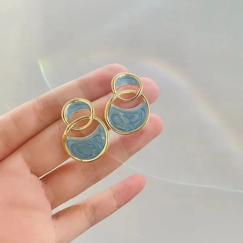 Новые женские летние морские синие дорожные серьги в сочетании с