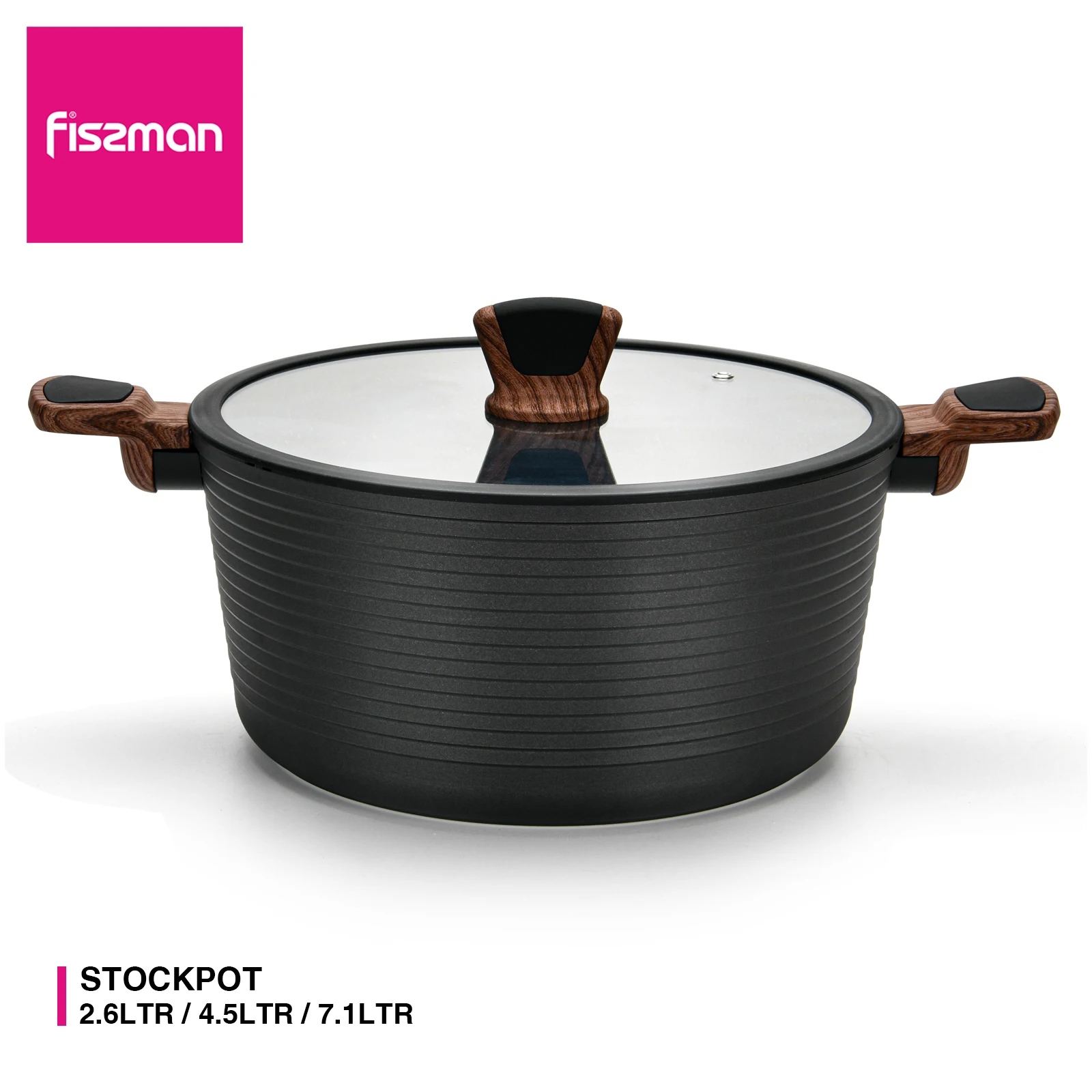 

FISSMAN 24/28cm DIAMOND Casserole Pot With Lid Durable Non-stick Marble Coating Aluminium Induction Bottom Cookware