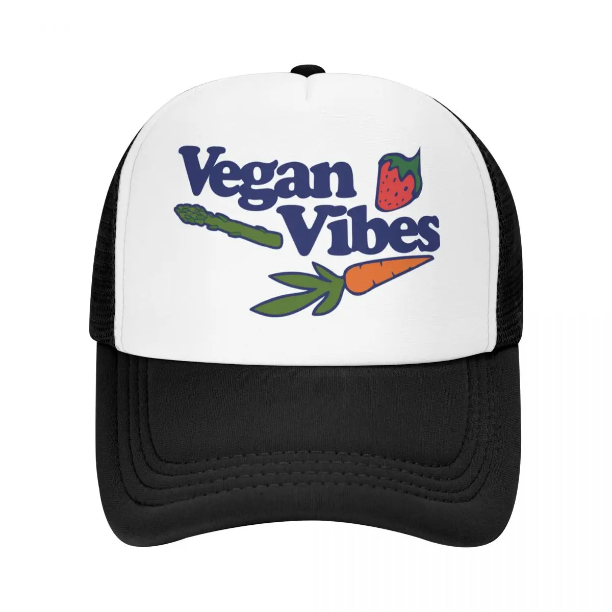 

Personalized Vegan Vibes Trucker Hat Men Women Breathable Strawberry Plants Baseball Cap Streetwear Snapback Caps Sun Hats