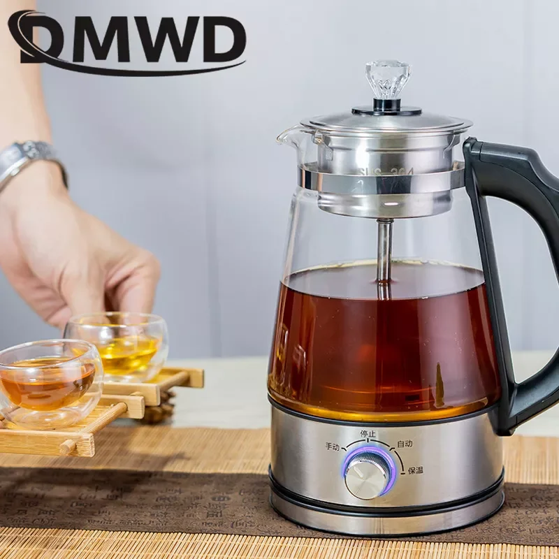 

DMWD 1 л электрический чайник, Кофеварка, черная, ПУ 'er стеклянная чайница, автоматический S-чайник с распылителем, чайники, чайник, чайник для з...