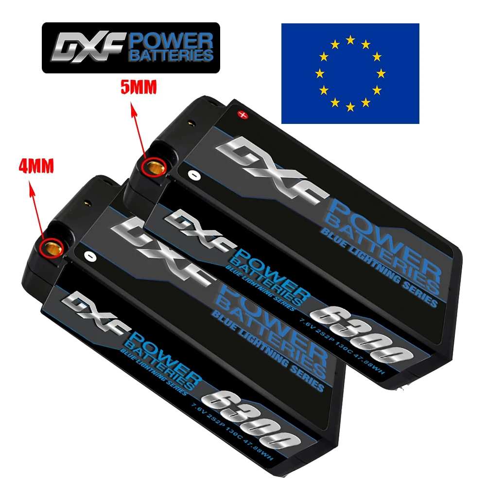 Фото Аккумулятор VARCS Lipo 2S 7,6 В 6300 мАч 130C 260C 4 мм 5 мм, графеновая Пуля для соревнований, короткий для радиоуправляемых внедорожных багги-машинок 1/10 №1