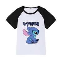2022 new disney summer cartoon printing cotton stitch boys and girls short sleeve t shirts tops large childrens clothing 2 16y
