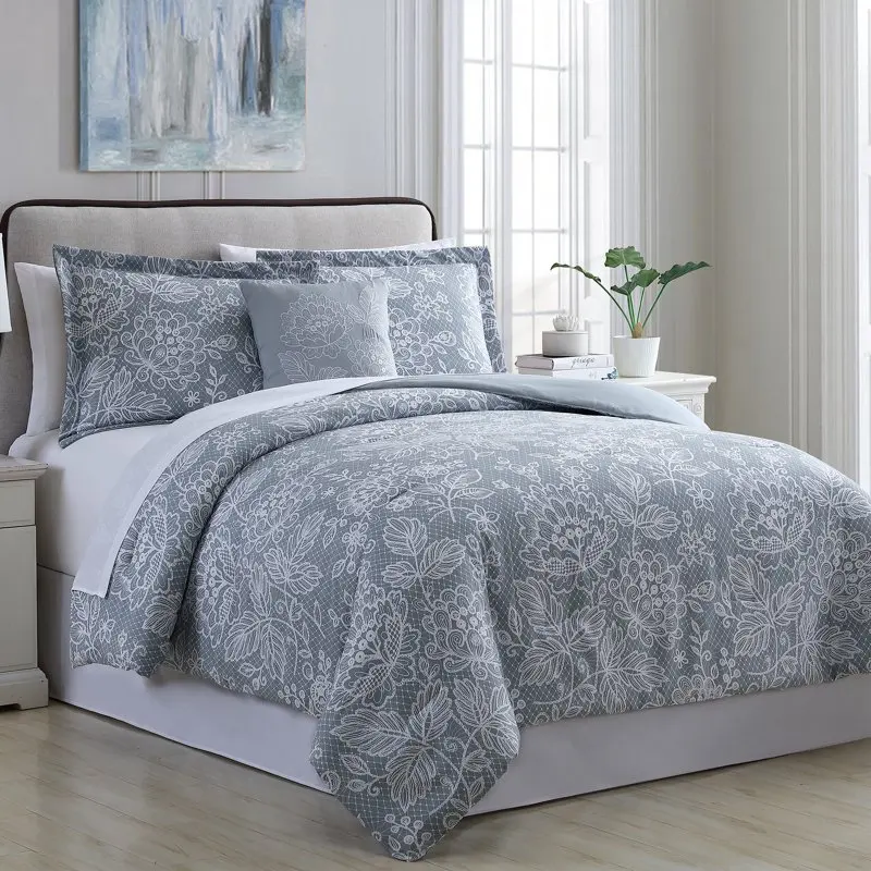

8 Piece Reversible Bed in a Bag, Gray Floral, Olivia,