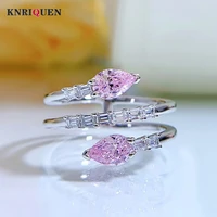 womens 100 925 sterling silver 36mm pink quartz resizable rings charms gemstone lab diamond wedding engagement band fine gift