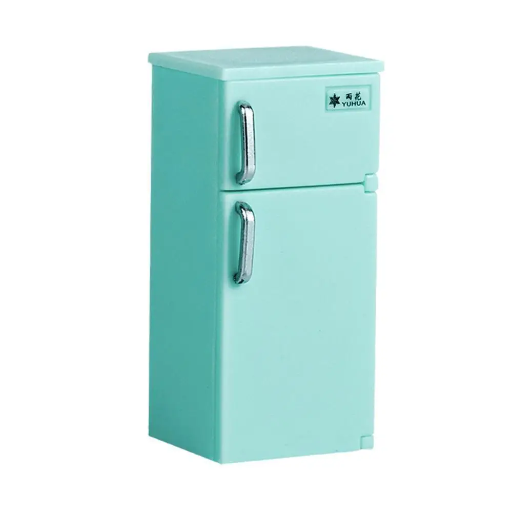 

1/12 Dollhouse Retro Miniature Kitchen Plastic Fridge Refrigerator Freezer For Dolls Bedroom Living Room Accessories Toy Model