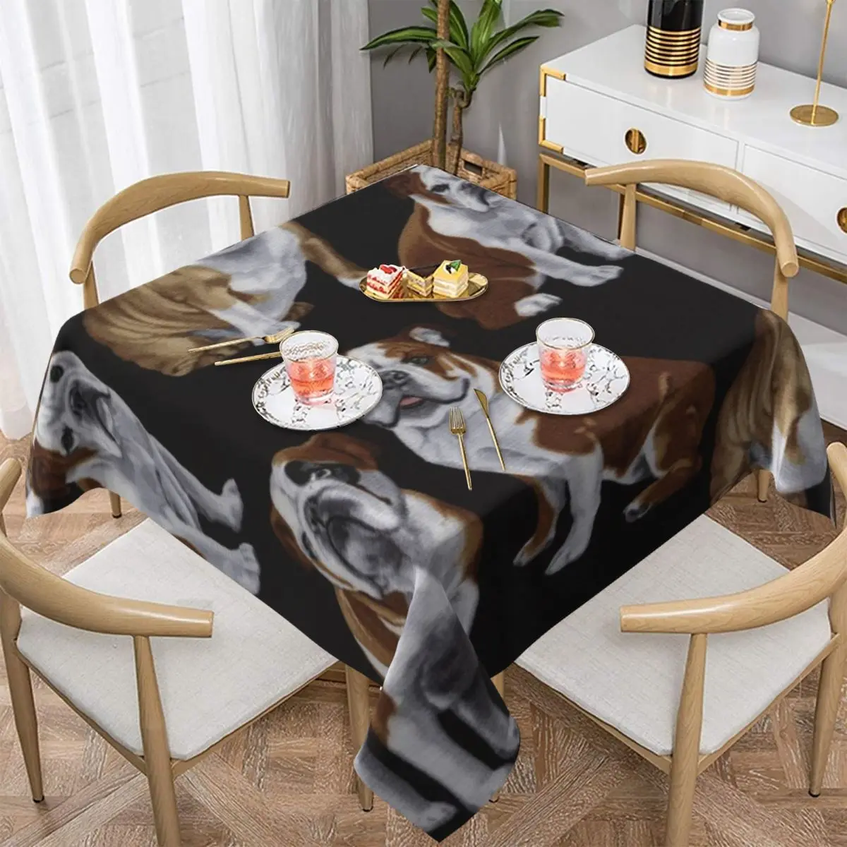 

English Bulldogs Tablecloth Water Resistant Table Cloth Decorative Table Cover for Dining Table Buffet Parties Camping