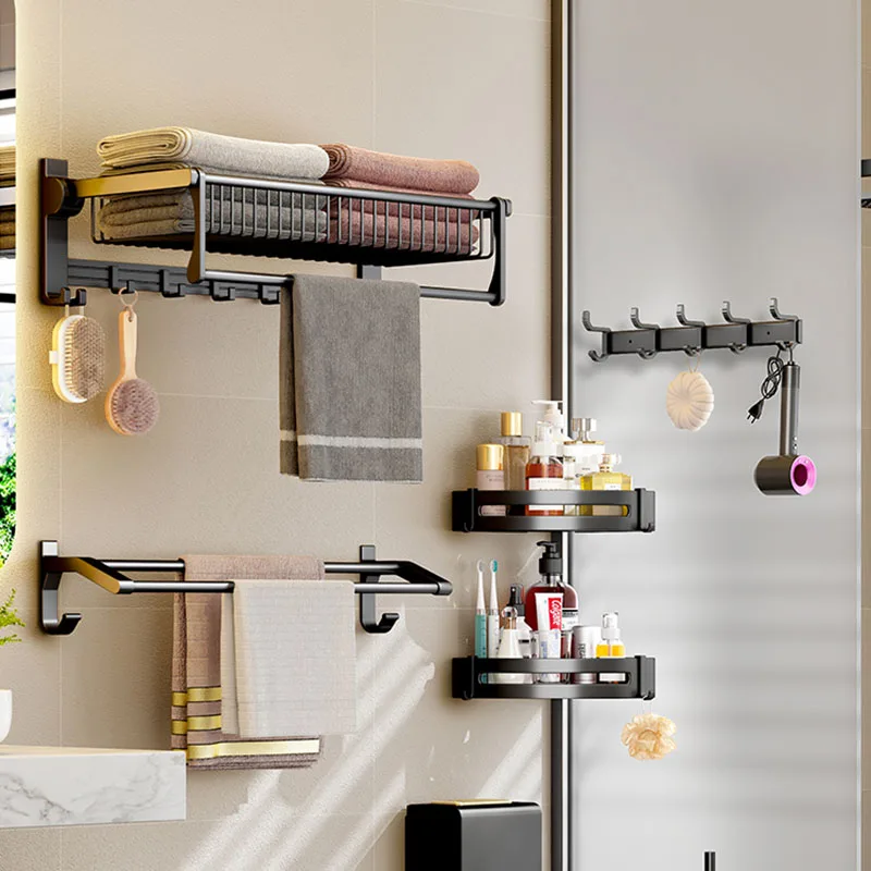

Mounted Bathroom Shelves Organizer Basket Luxury Bathroom Shelf Shower Shelves Shampoo Holder Etagere Murale bathroom gadgets