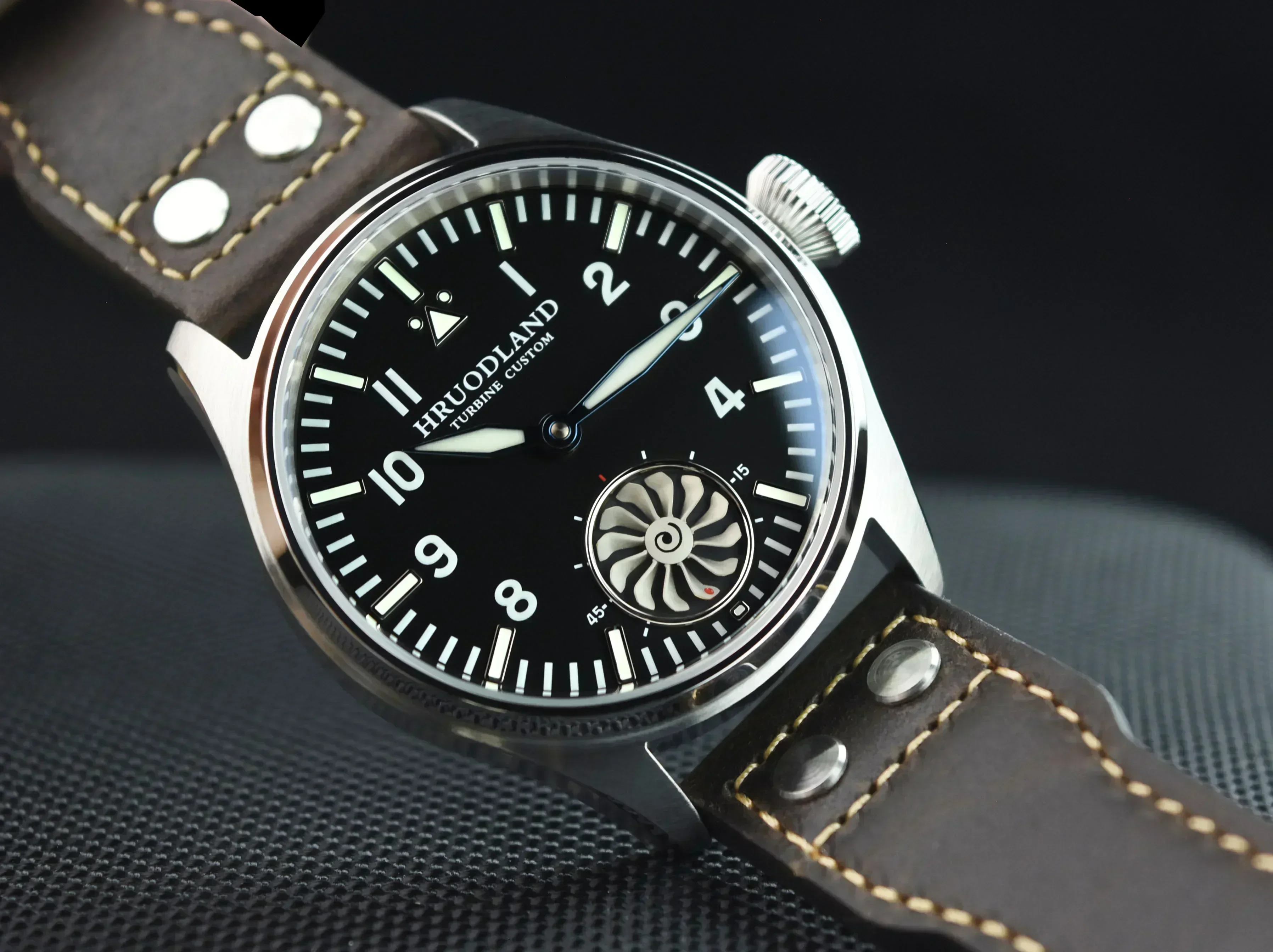 Hruodland Turbo Custom Pilot Watch для мужчин ST3620 механизм механический фотосветящийся сапфир