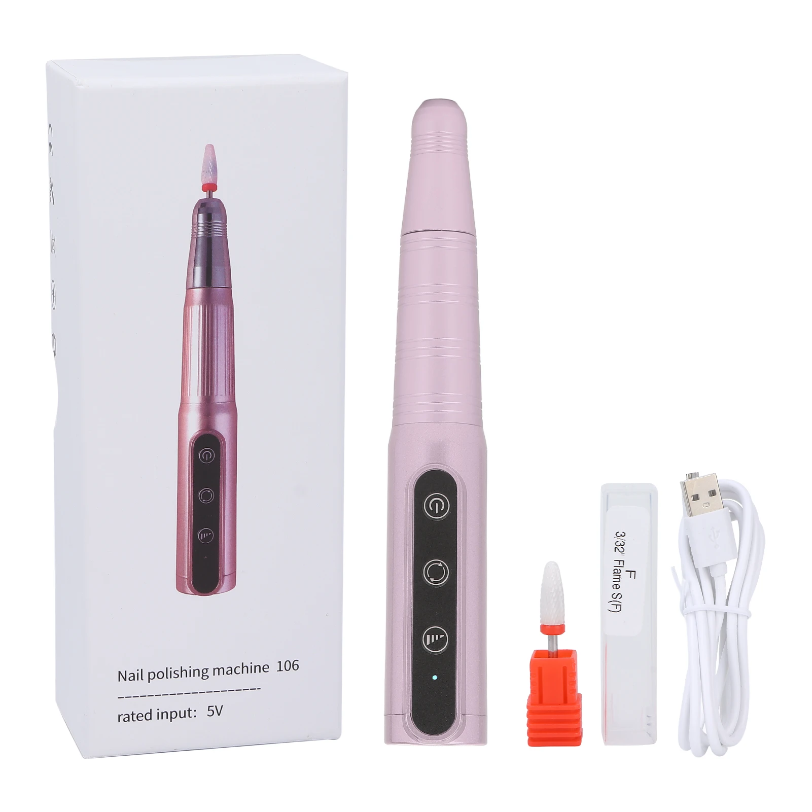 

Nail Dril USB Electric Wireless Portable File Grinding Nail Pen Machine for Home SalonRose Gold