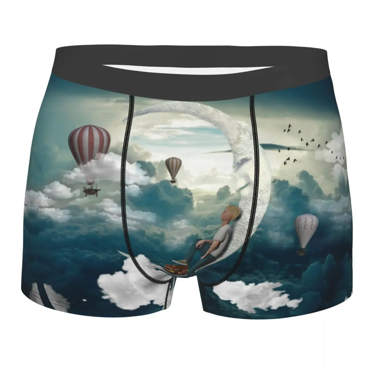 

Трусы-боксеры мужские хлопковые с принтом Луны и облаков