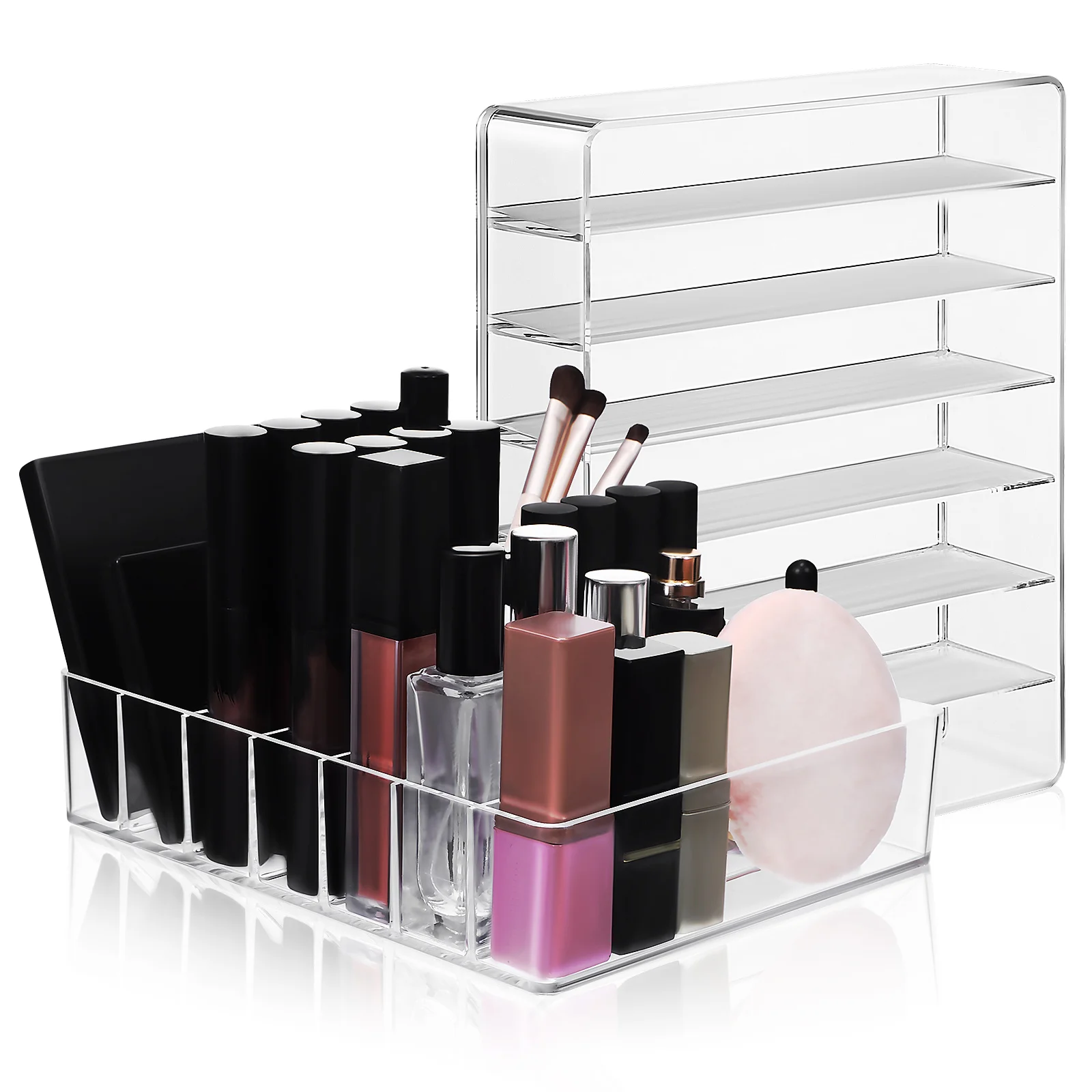 

2 Pcs Eyeshadow Organizer Drawer Palette Tray Makeup Palettes Shelf Transparent Desktop