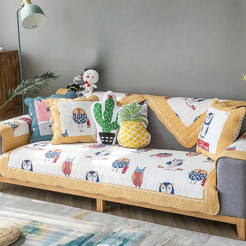 

Современная простая хлопковая подушка для дивана с принтом совы, удобное нескользящее прекрасное полотенце для дивана, дышащее универсальное украшение для гостиной