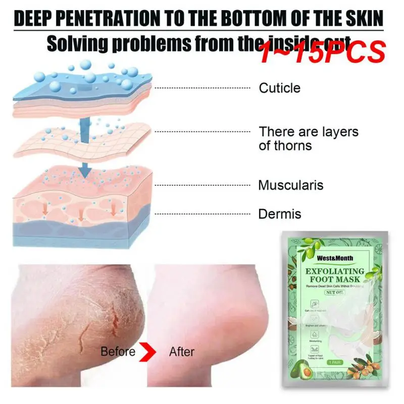 

1~15PCS Heels Moisturizing Smoothing Softening Exfoliating Rejuvenating Pedicure Exfoliation For Smoother Feet Foot Masks