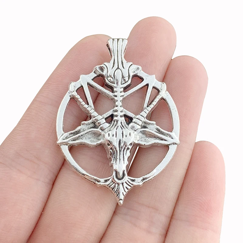 3 x Антикварные Серебряные Подвески Baphomet Devil сатана голова козы пентаграмма