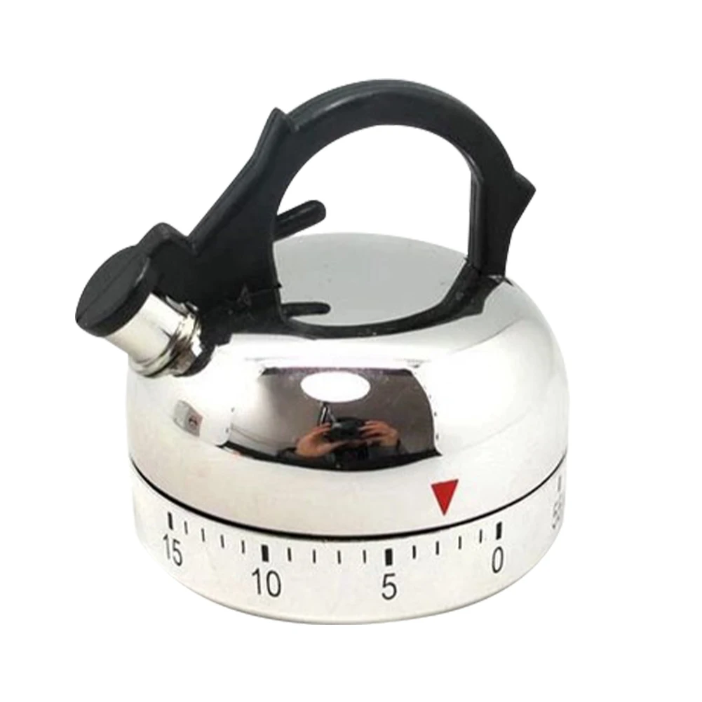 Kitchen Timer Abs 60 Minutes Alarm Kettle Shape Easy Operation Count Down Mechanical Mini Cute Household