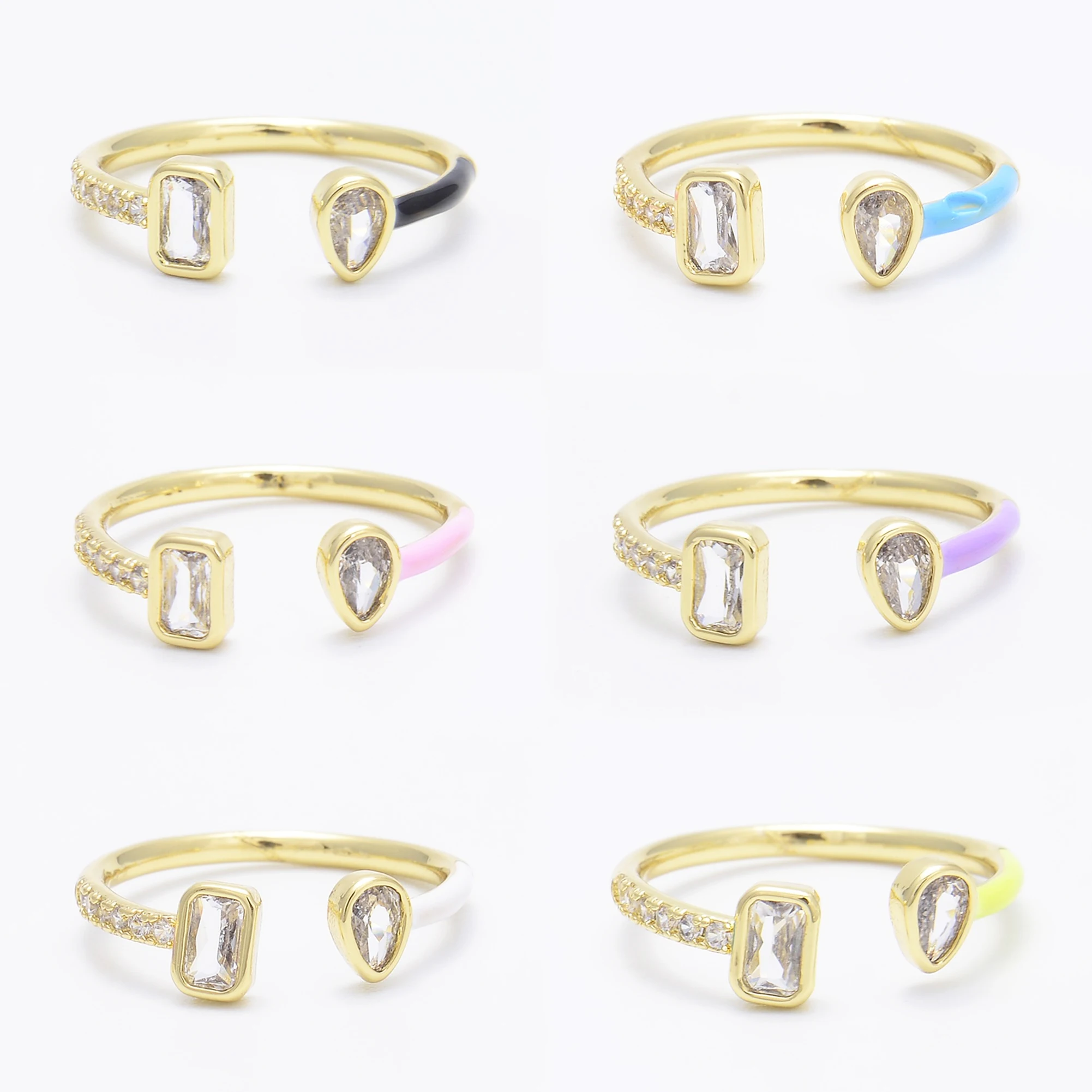 

The New Rings for Women/Men Enamel Craft Micropaved Zircon Jewelry Fashion Design Accessories Open Brass Ring-finger Ornament
