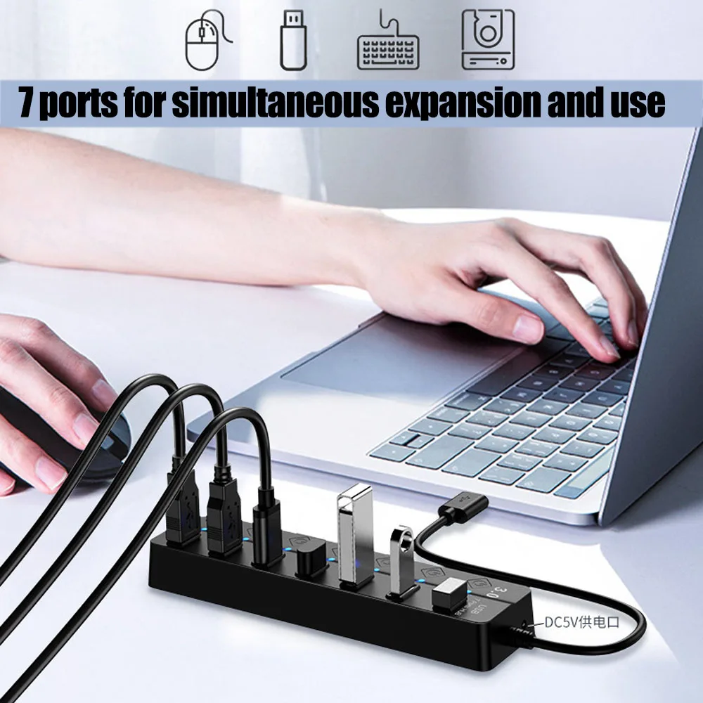 

Laptop USB C Docking Station USB Hub 3.0 Splitter Laptop Extender High speed Dock 7-port Independent Switch Dock
