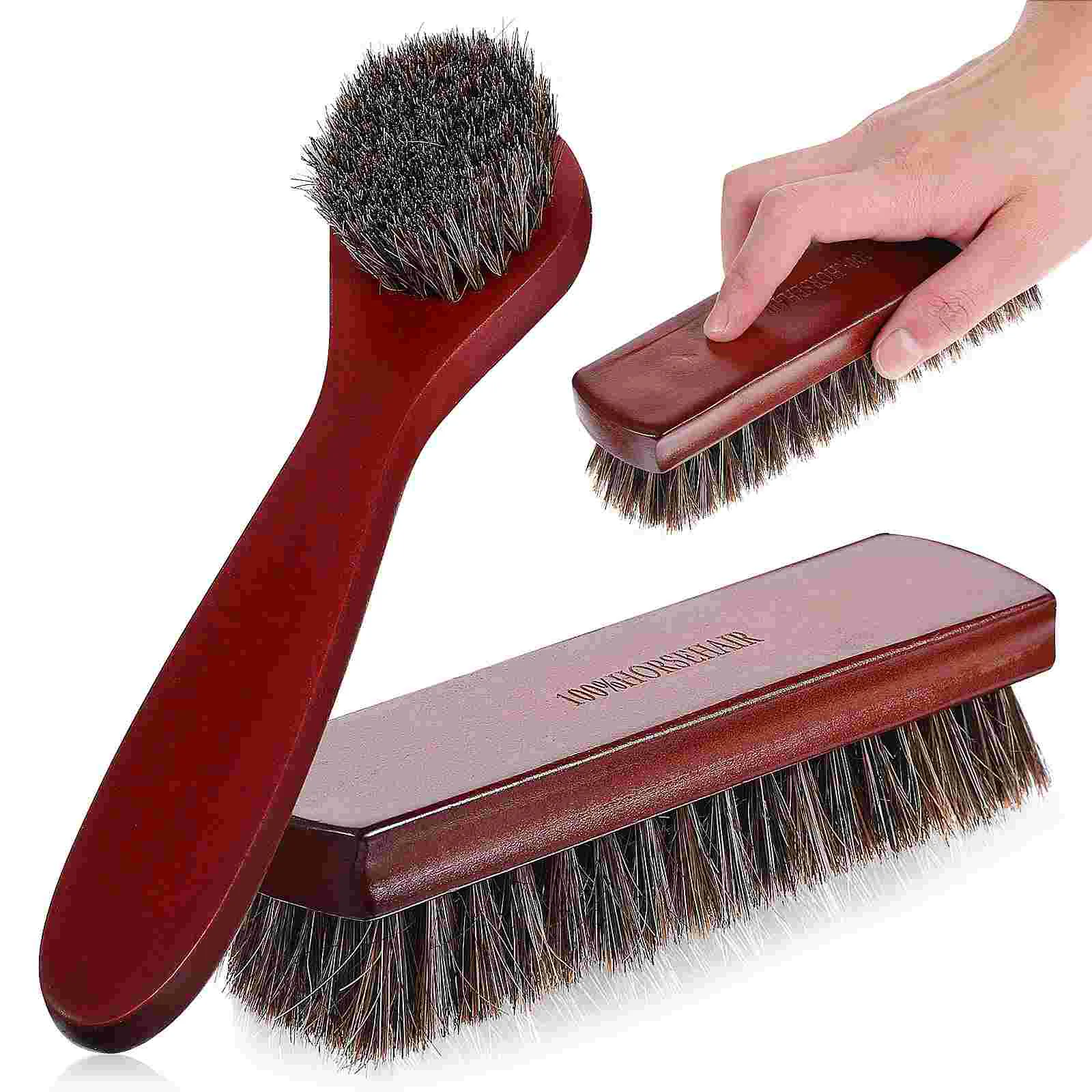 

2 Pcs Shoe Brush Kit Seat Horse Hair Brushes Mane Horsehair Boot Cleaning