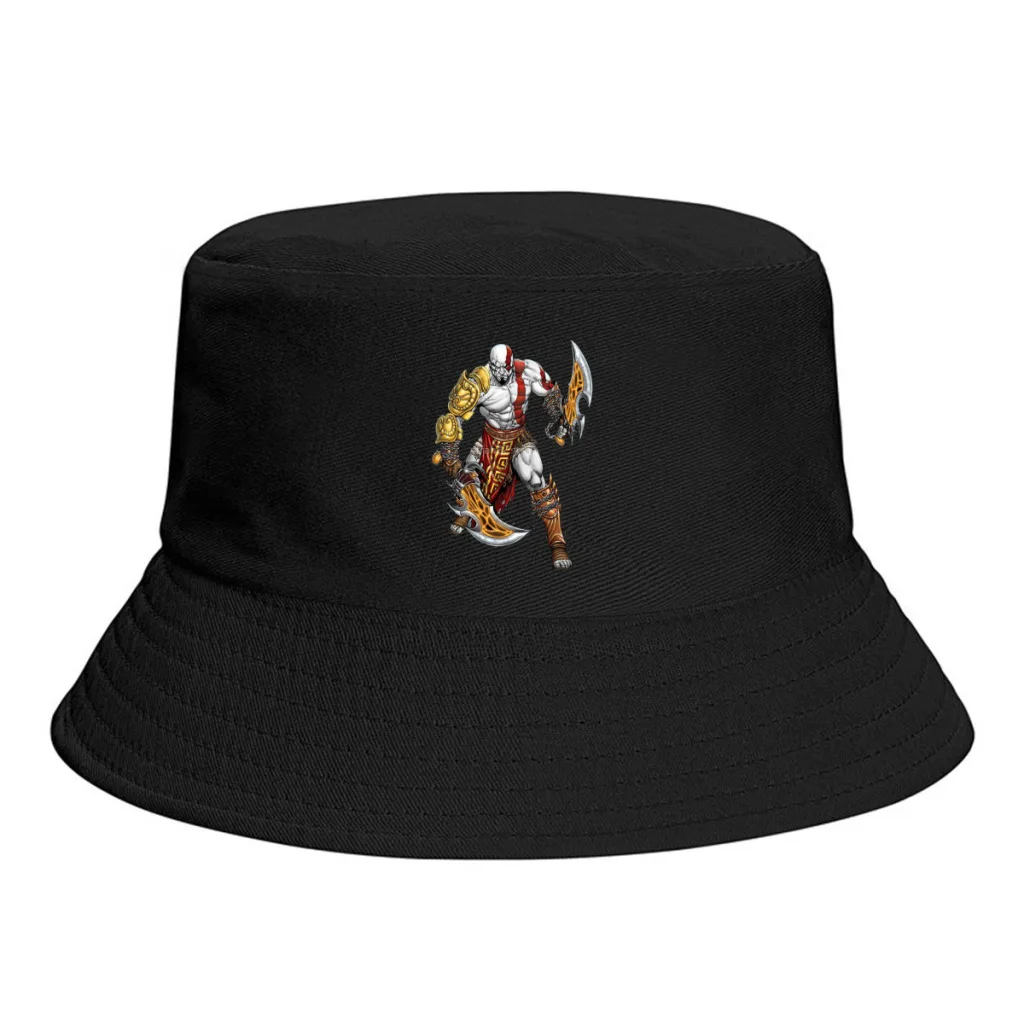 

Unisex Polyester Cool Bucket Hat Summer Sunscreen Panama Gorros God Of War Betrayal Chains of Olympus Kratos Men Fisherman Hat