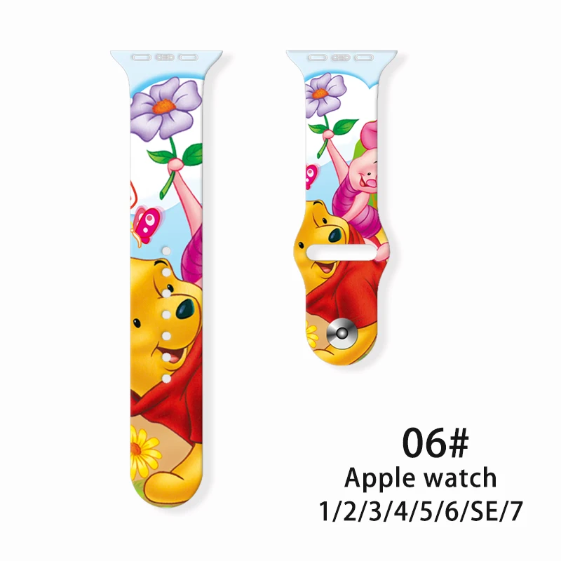 2022 New Winnie the Pooh silicone For Apple Watch Band 41mm 45mm 44mm 42mm 40mm 38mm Bracelet For iWatch SE 7 6 5 4 3 2 1