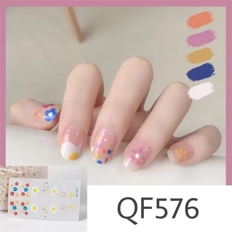 Semi Cured Gel Nails Art Stickers Fashion Solid Color Manicure Decal UV LED Lamp Nail Decals Sticker Decoration