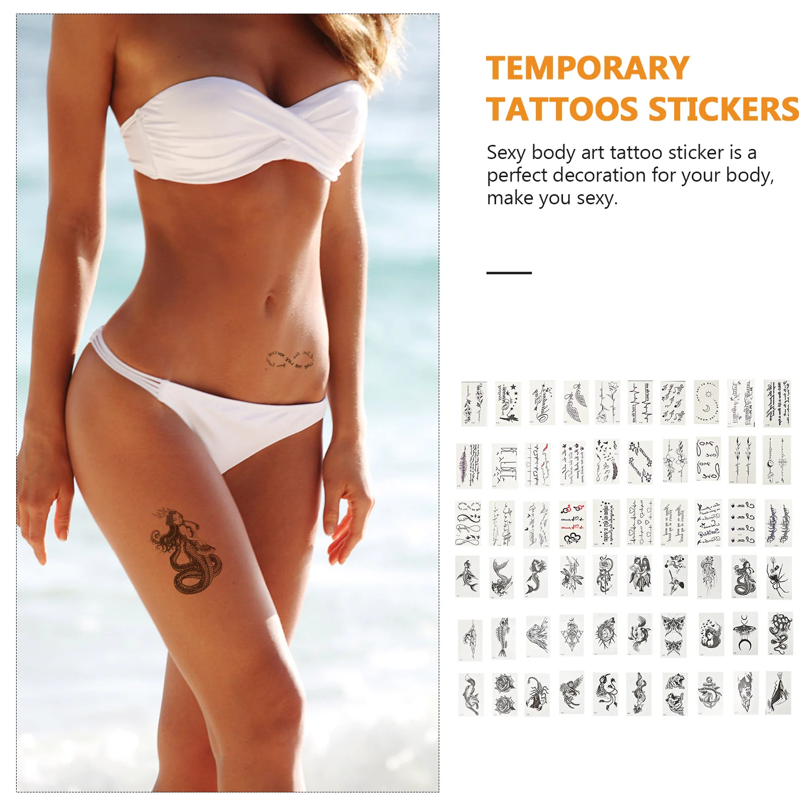 60 листов Временные татуировки набор для тела искусственные стикер на плечо |