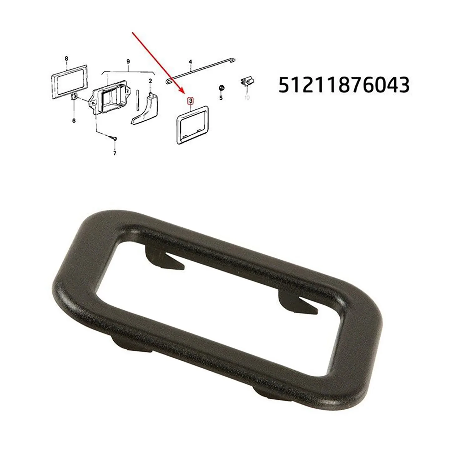 1шт 51211876043 Obej czarną osłonę klamki wewnętrznej E do BMW E30 E28/E24/E23