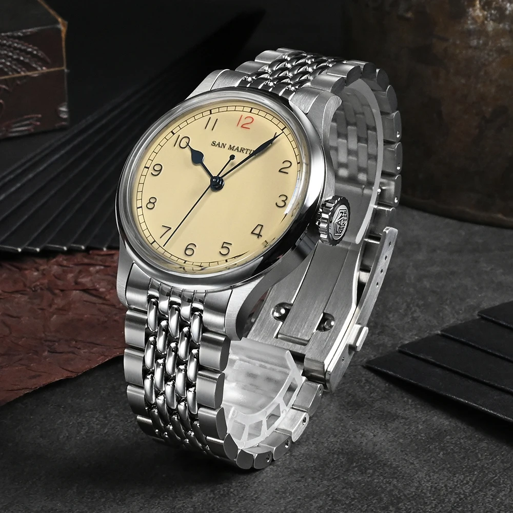 

Часы San Martin Мужские механические с сапфировым стеклом, 10 бар, 38,5 мм