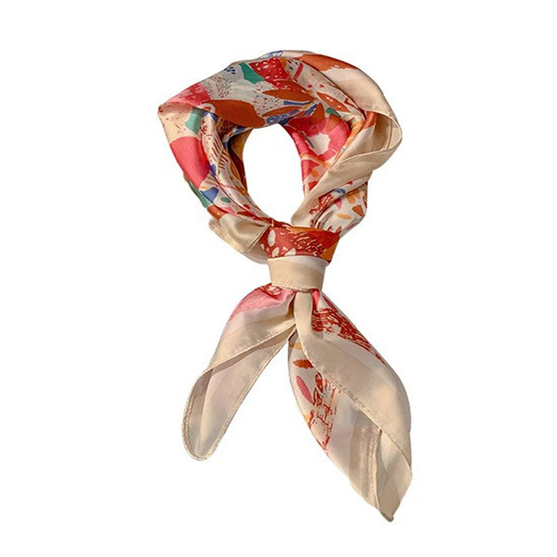 

Retro Head Neck Silk Scarf Women Luxury Print Small Scarves Female Flower Stripe Wave Point Headscarf French Scarf