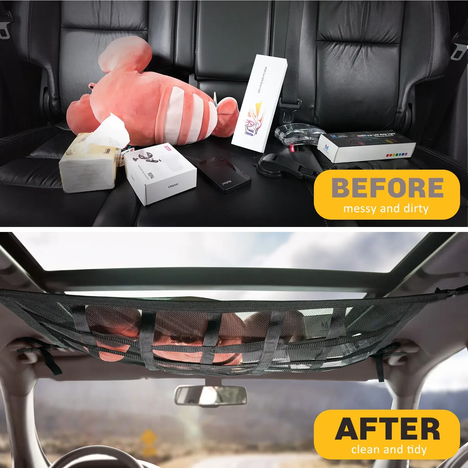 Автомобильная потолочная грузовая сетка на крыше карманная сетчатая