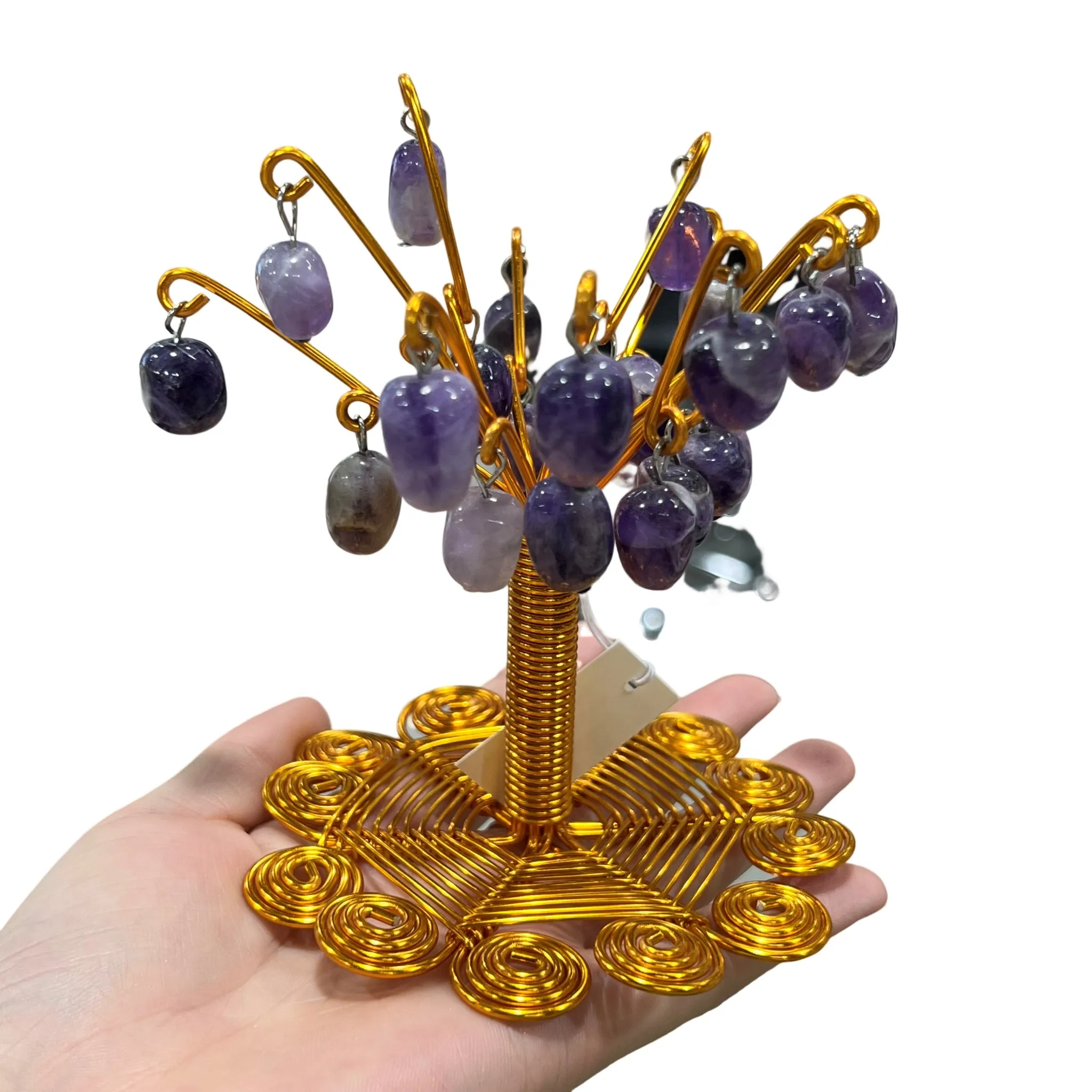 

Copper Wire Handmade Dream Amethyst Lucky Tree Home Feng Shui Decoration Gift