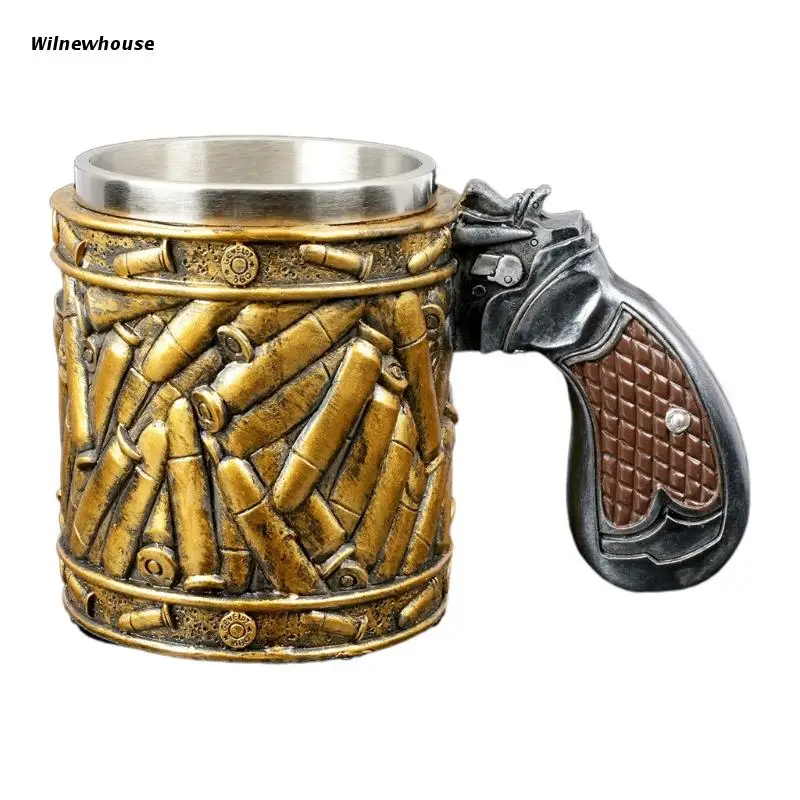 

Пистолет-пистолет F63A из нержавеющей стали в западном стиле, пистолет-револьвер, кофейная чашка, пивная кружка, сувениры, подходит для коллек...