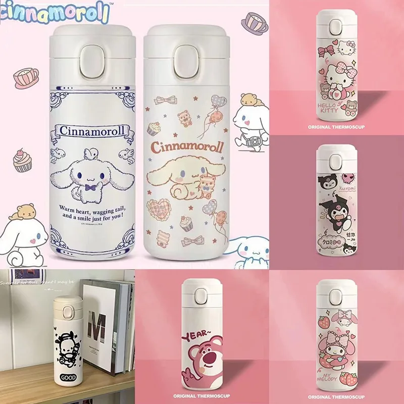 

420ml Sanrio Insulated Cup Hello Kitty Kuromi My Melody Large Capacity Kawaii Water Cup Cartoon Cute Children Water Bottle Gift