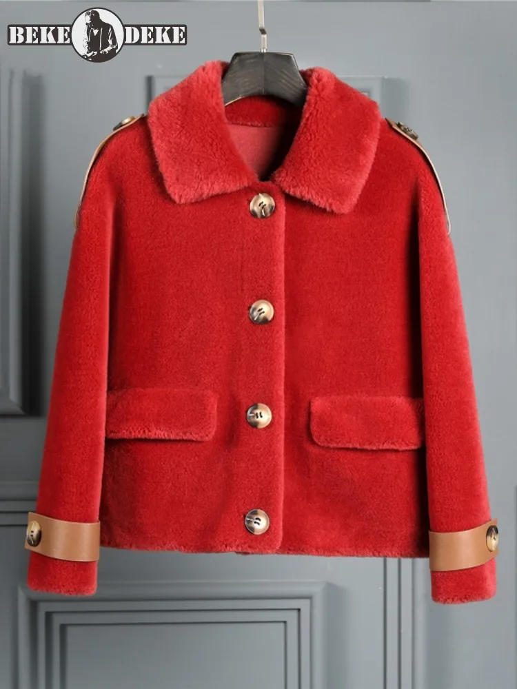 Женское однобортное пальто из овчины Повседневная Свободная куртка