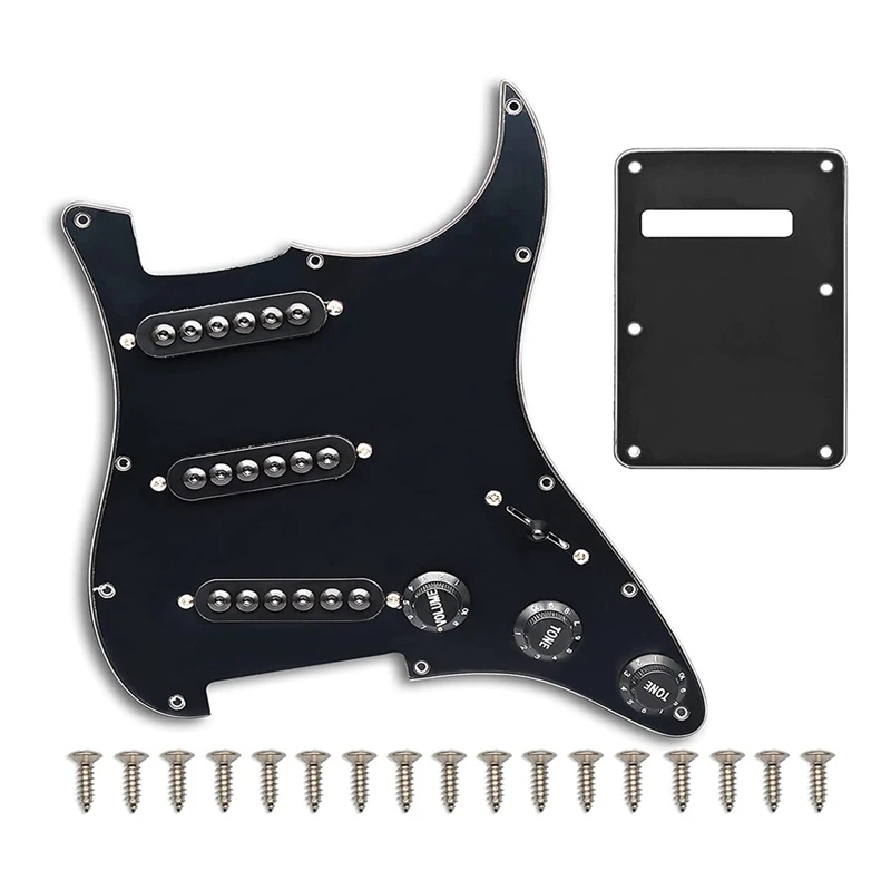 

Prewired ST Pickguard SSS 3 Single Coil Pickups Adjustable Screws Accessories For Fender Standard Stratocaster ,Black