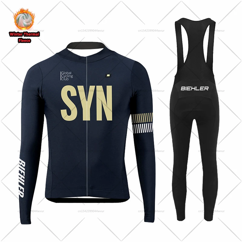 

2022 BIEHLER Зимняя Теплая Флисовая велосипедная Джерси комплект с длинным рукавом велосипедная одежда велосипедная форма MTB Одежда велосипедны...