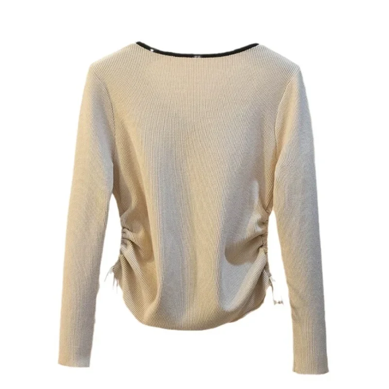 Женская футболка больших размеров с длинным рукавом иллюзорный дизайн