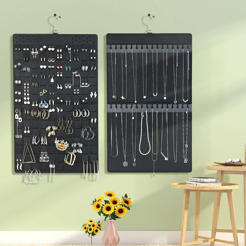 150 Pocket Necklace Bracelet Earring Jewelry Hanging Accessories Double Sided Display Wardrobe Organizer Storage Transparent Bag