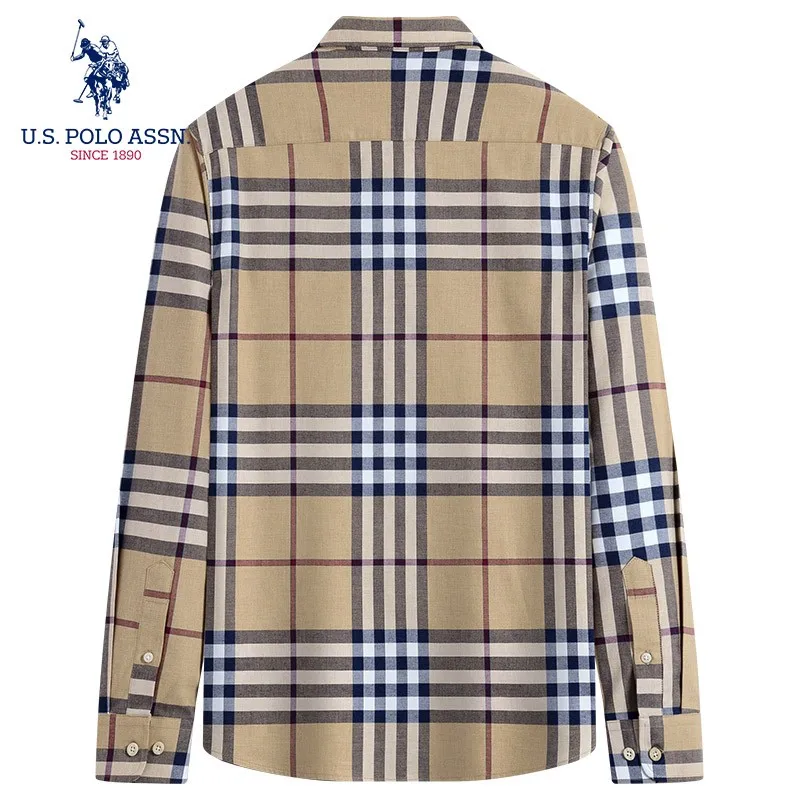 Мужская клетчатая рубашка U.S.Polo Assn. Classic из 100% хлопка модная Высококачественная