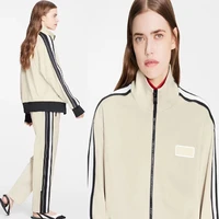 2022 high quality sportswear suit fashion stand collar long sleeve zipper womens coat side webbing splicing casual pants