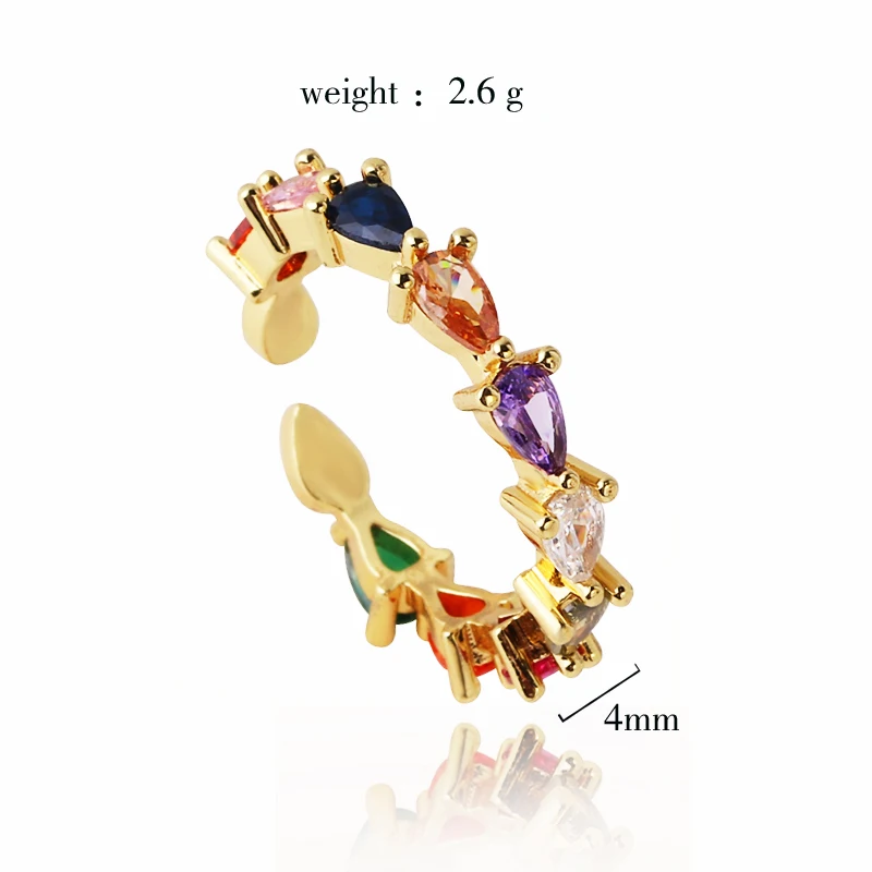 Цветное женское кольцо с фианитом в форме капли воды Изысканный Подарок на