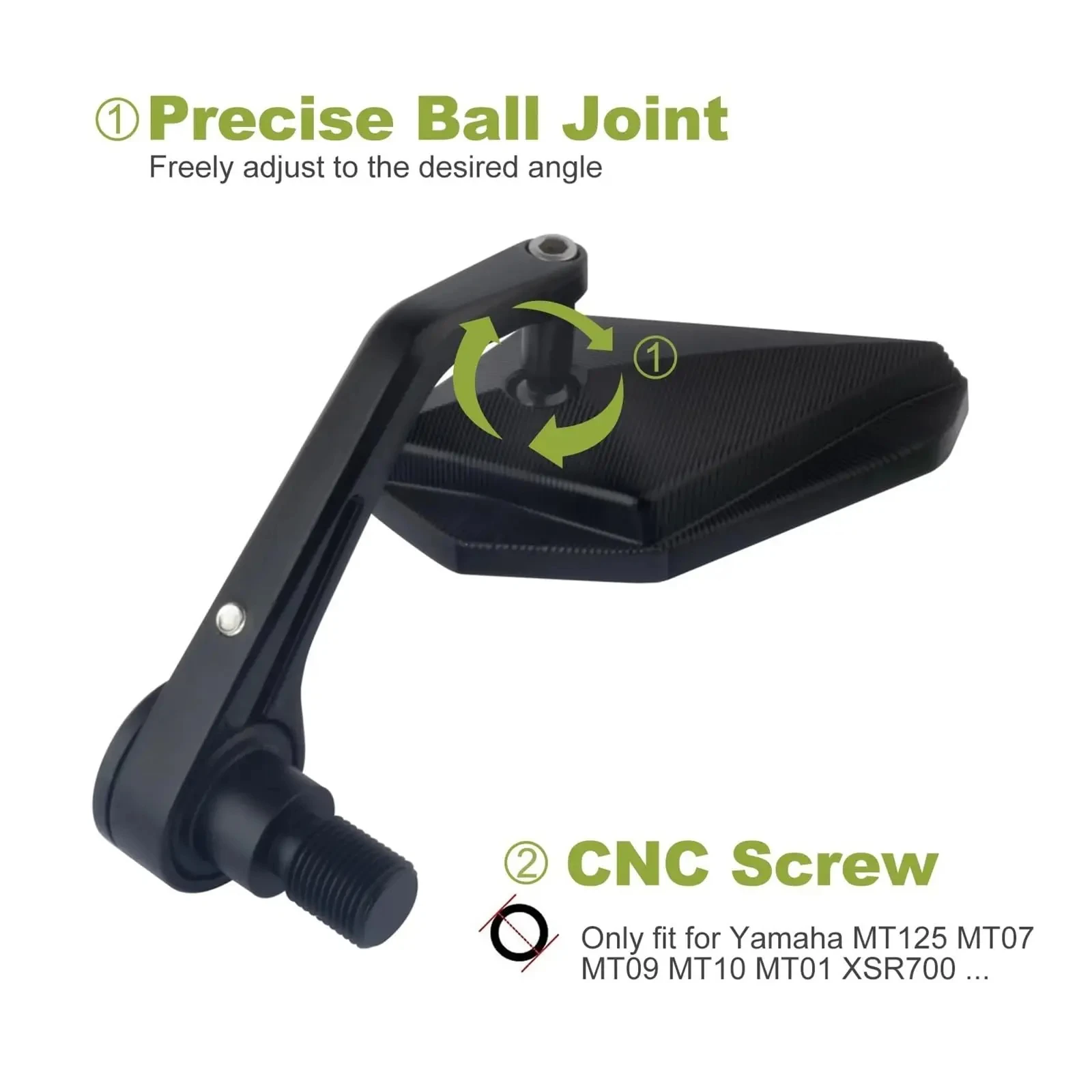 Зеркало заднего вида из алюминиевого сплава для мотоцикла с ручкой