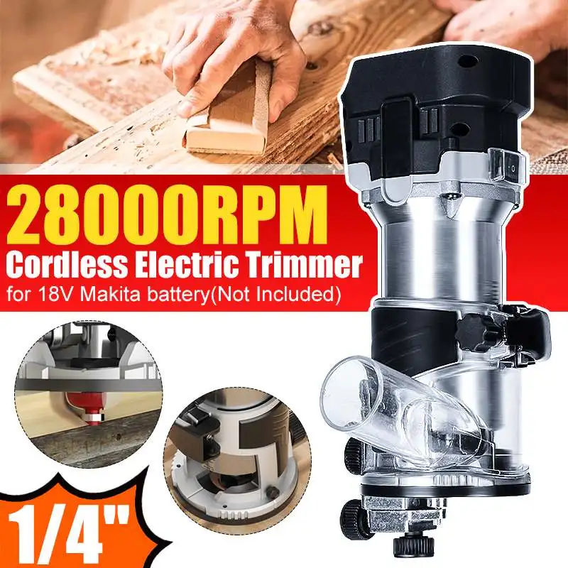 

Drillpro Cordless Electric Trimmer Speeds Hand Engraving Slotting Trimming Carving Machine Wood Router for Makita 18V Battery
