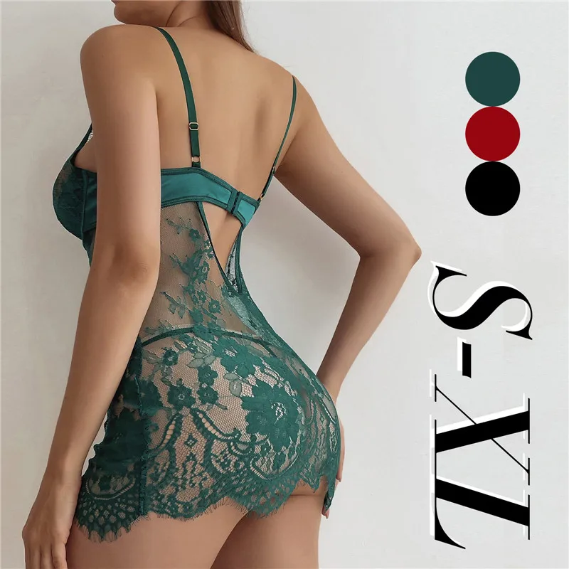 

Women'S Fashion Sexy Lace Gathered Sexy Lingerie Set Mesh Perspective Sexy Nightclub Lingerie For Lady Erotic Underwear