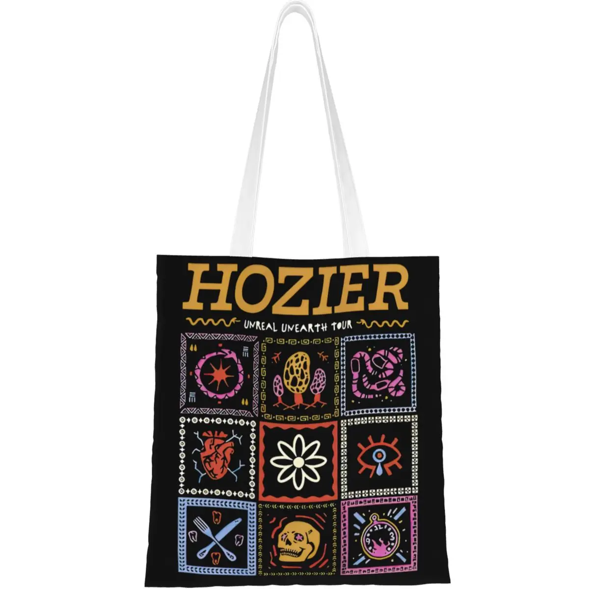 Унисекс Hozier 2024 Unreal Unearth Tour Tote Bags большая емкость Merch для веера продуктовая сумка